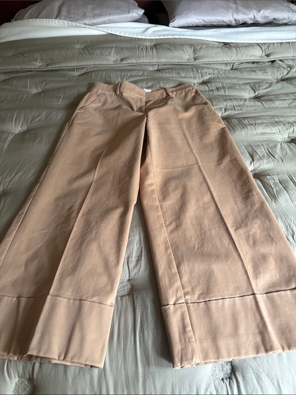 LOFT Tan High-Rise Wide Leg Trousers